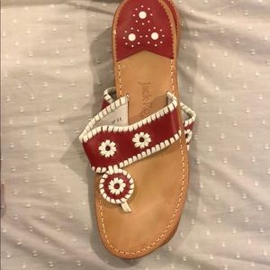 Red with white stitching Jack Rogers